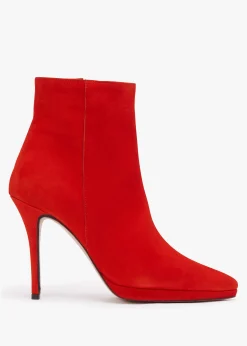 Abigail Red Suede Platform Ankle Boots