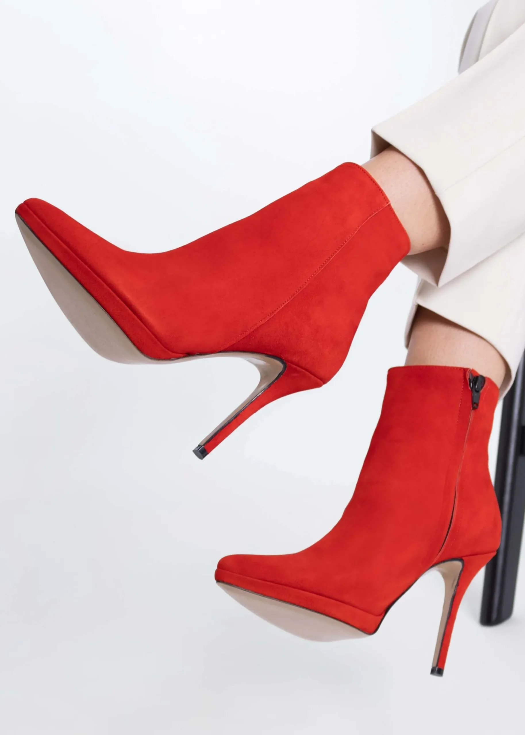 Abigail Red Suede Platform Ankle Boots