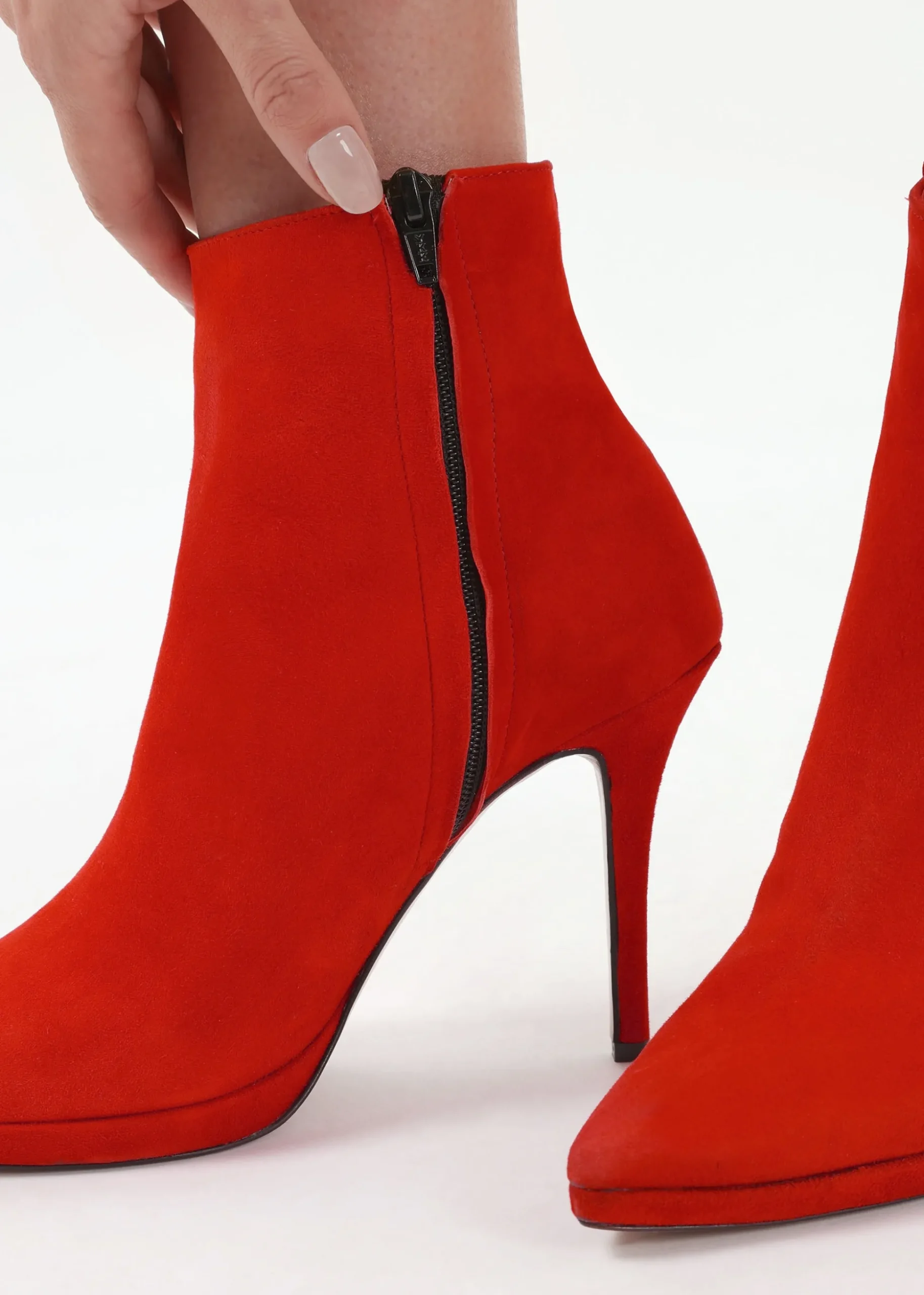 Abigail Red Suede Platform Ankle Boots
