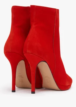 Abigail Red Suede Platform Ankle Boots