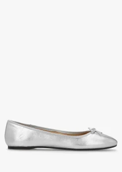 Abigail Silver Metallic Leather Ballet Pumps