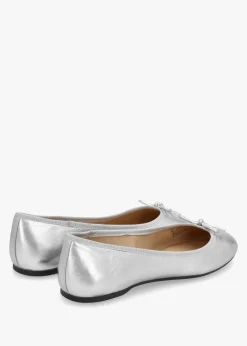 Abigail Silver Metallic Leather Ballet Pumps