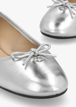 Abigail Silver Metallic Leather Ballet Pumps