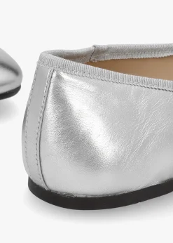 Abigail Silver Metallic Leather Ballet Pumps