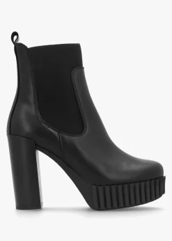 Ablush Black Leather Platform High Heel Ankle Boots