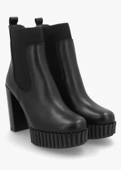 Ablush Black Leather Platform High Heel Ankle Boots