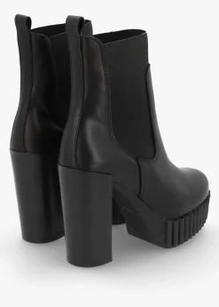Ablush Black Leather Platform High Heel Ankle Boots