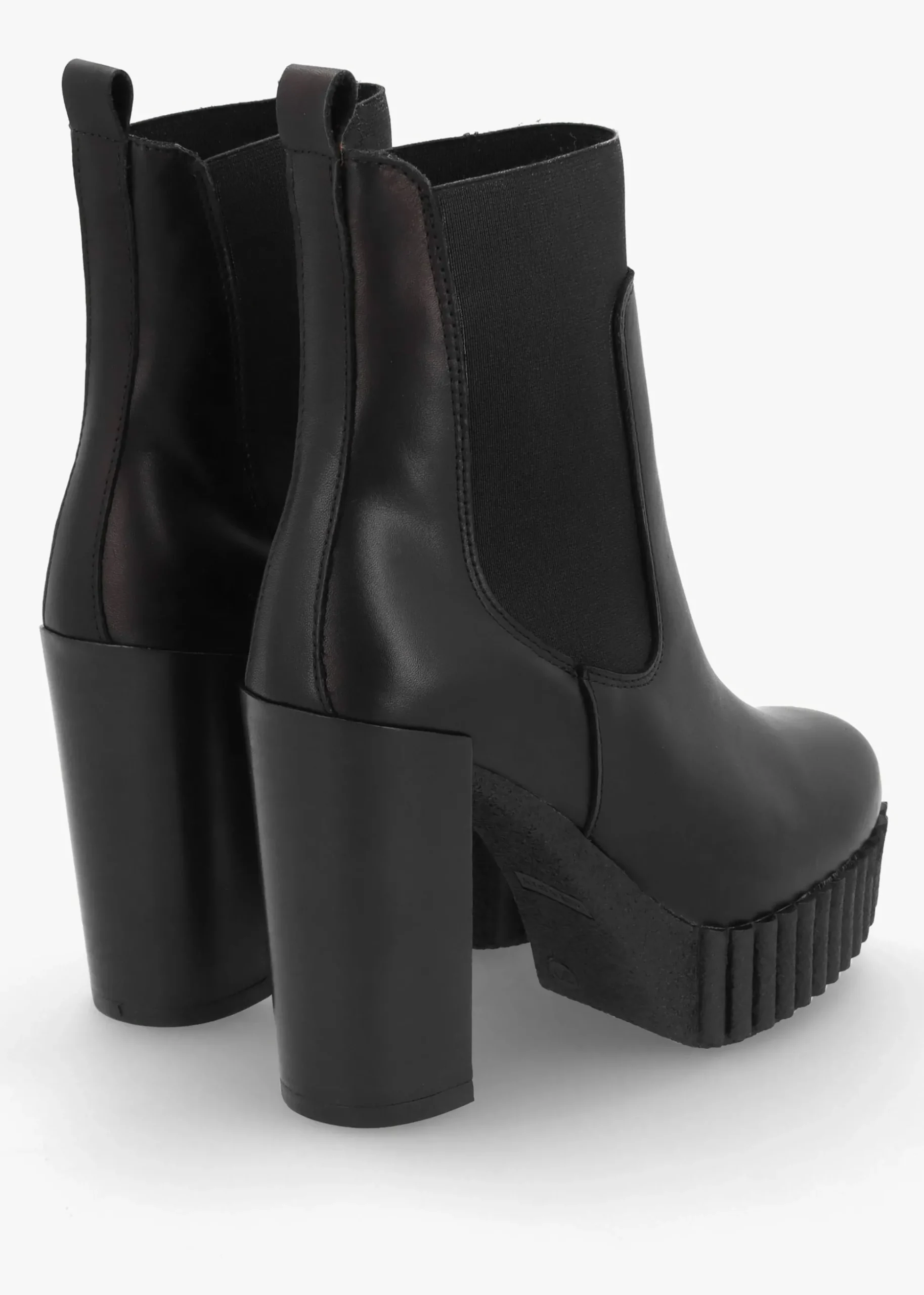 Ablush Black Leather Platform High Heel Ankle Boots