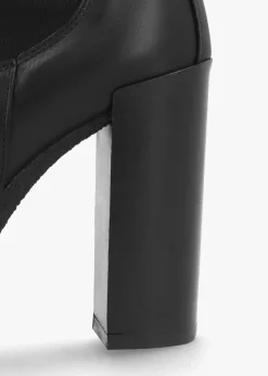 Ablush Black Leather Platform High Heel Ankle Boots