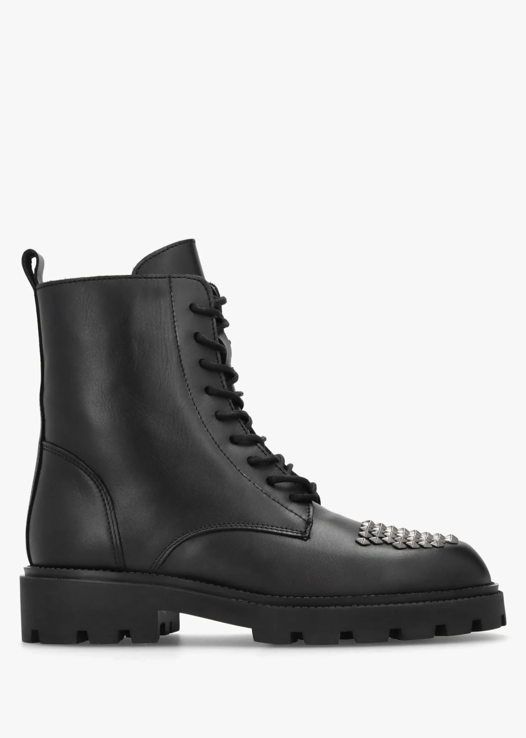 Abode Black Leather Embellished Ankle Boots