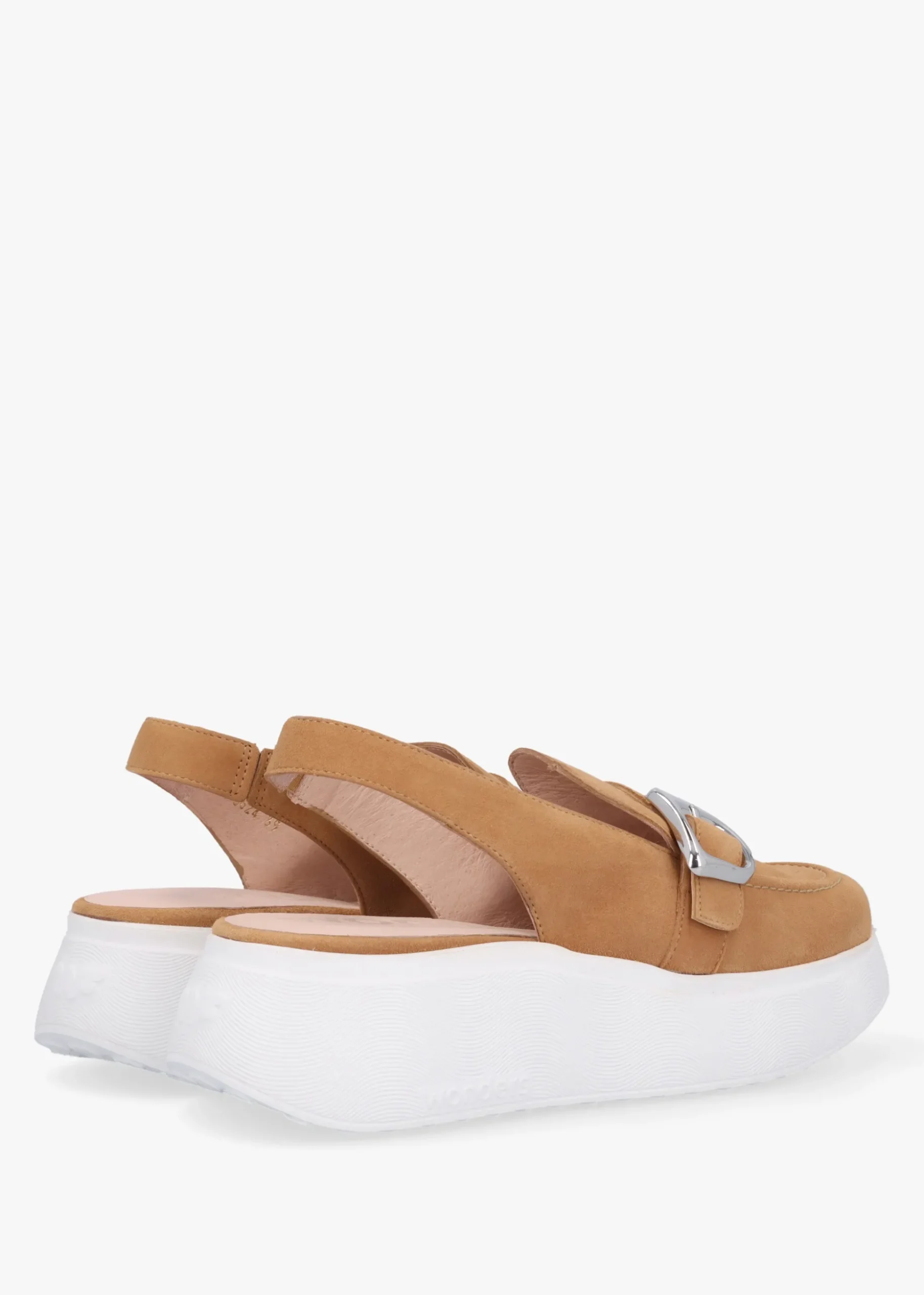 Acalia Tan Suede Chunky Low Wedge Sling Backs
