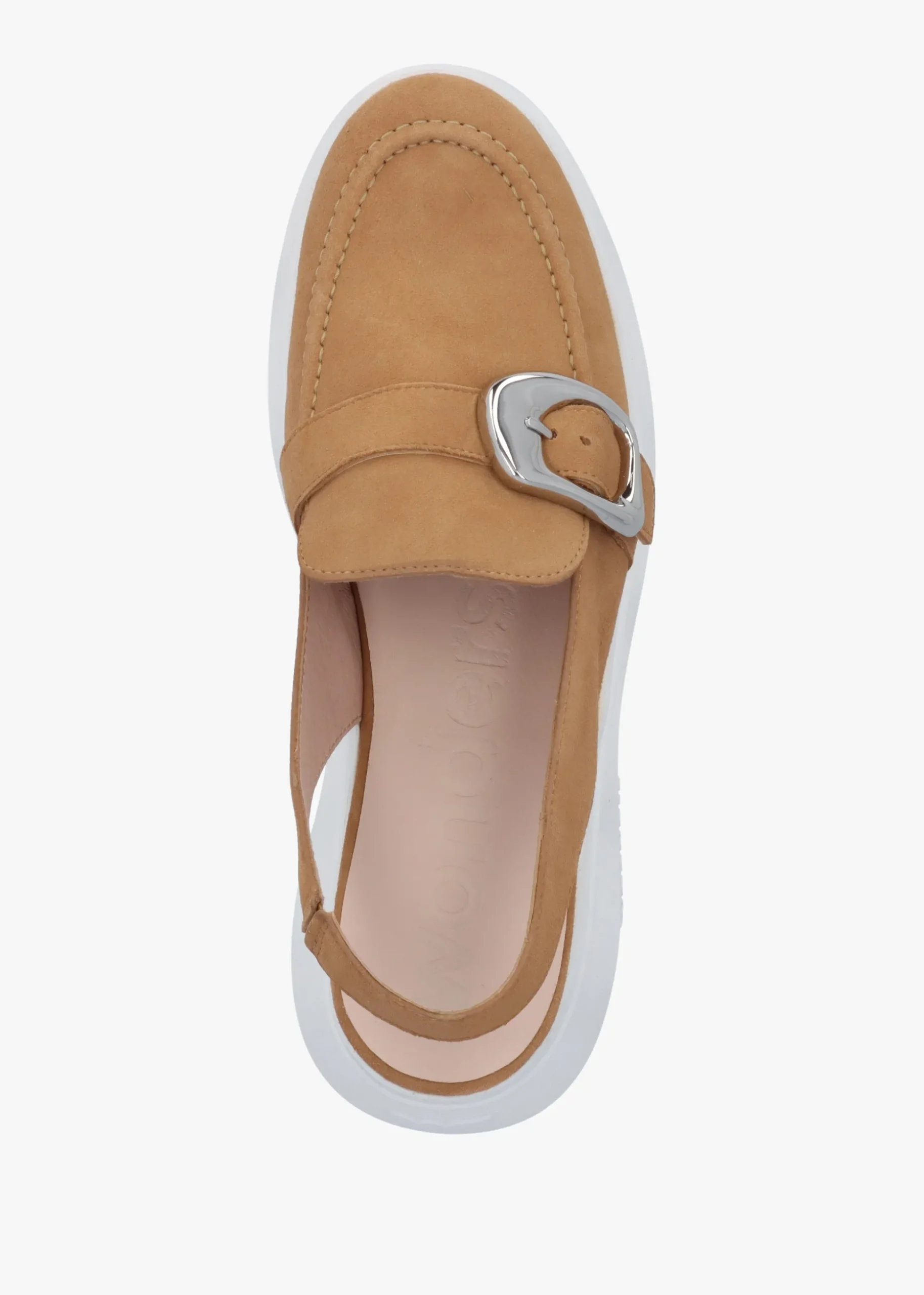 Acalia Tan Suede Chunky Low Wedge Sling Backs