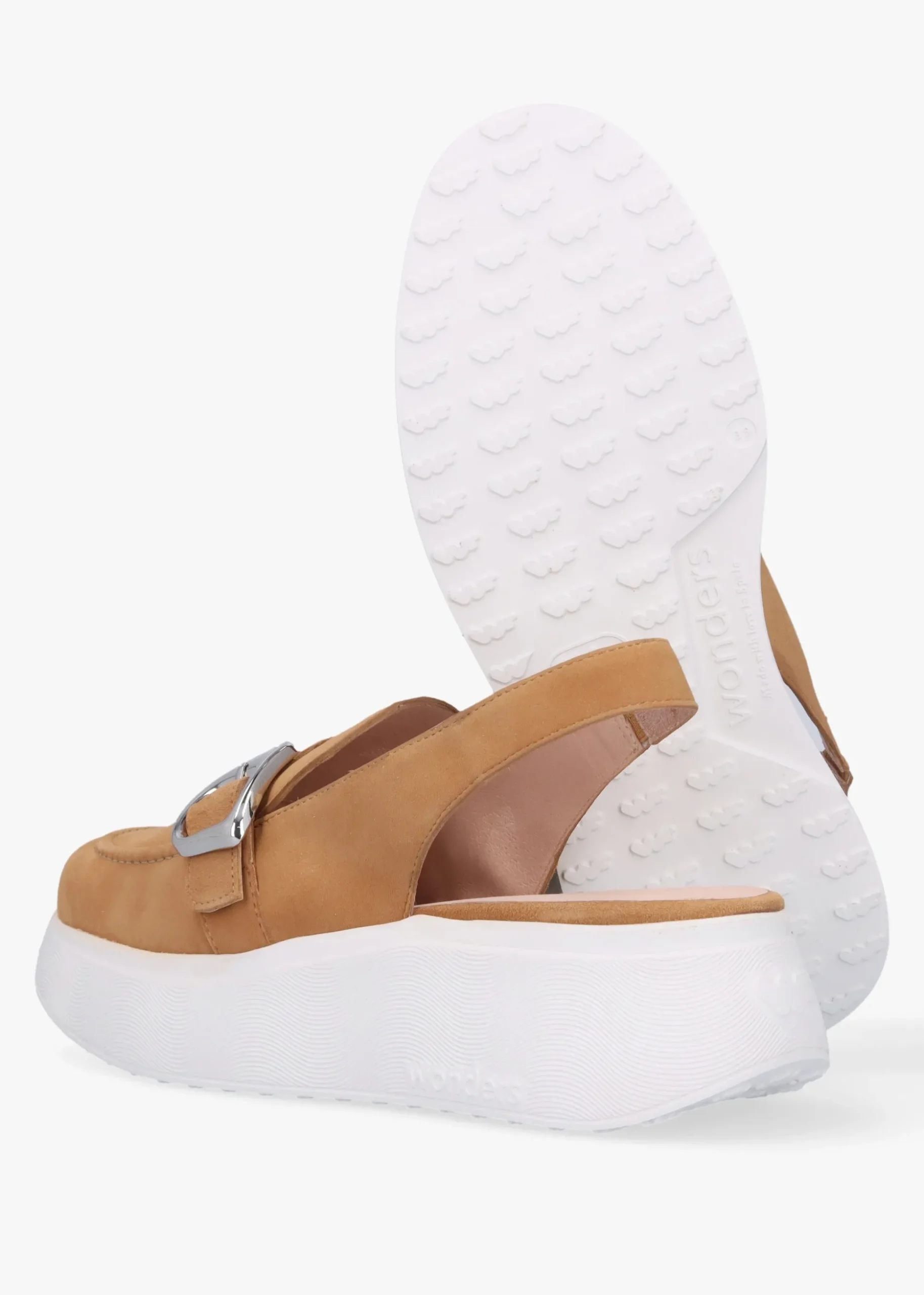 Acalia Tan Suede Chunky Low Wedge Sling Backs
