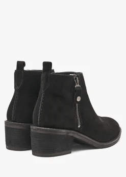 Ackie Black Suede Western Ankle Boots