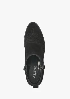 Ackie Black Suede Western Ankle Boots