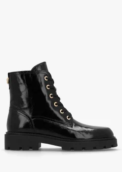 Acorn Black Patent Leather Lace Up Ankle Boots