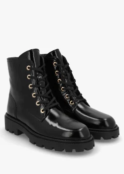 Acorn Black Patent Leather Lace Up Ankle Boots