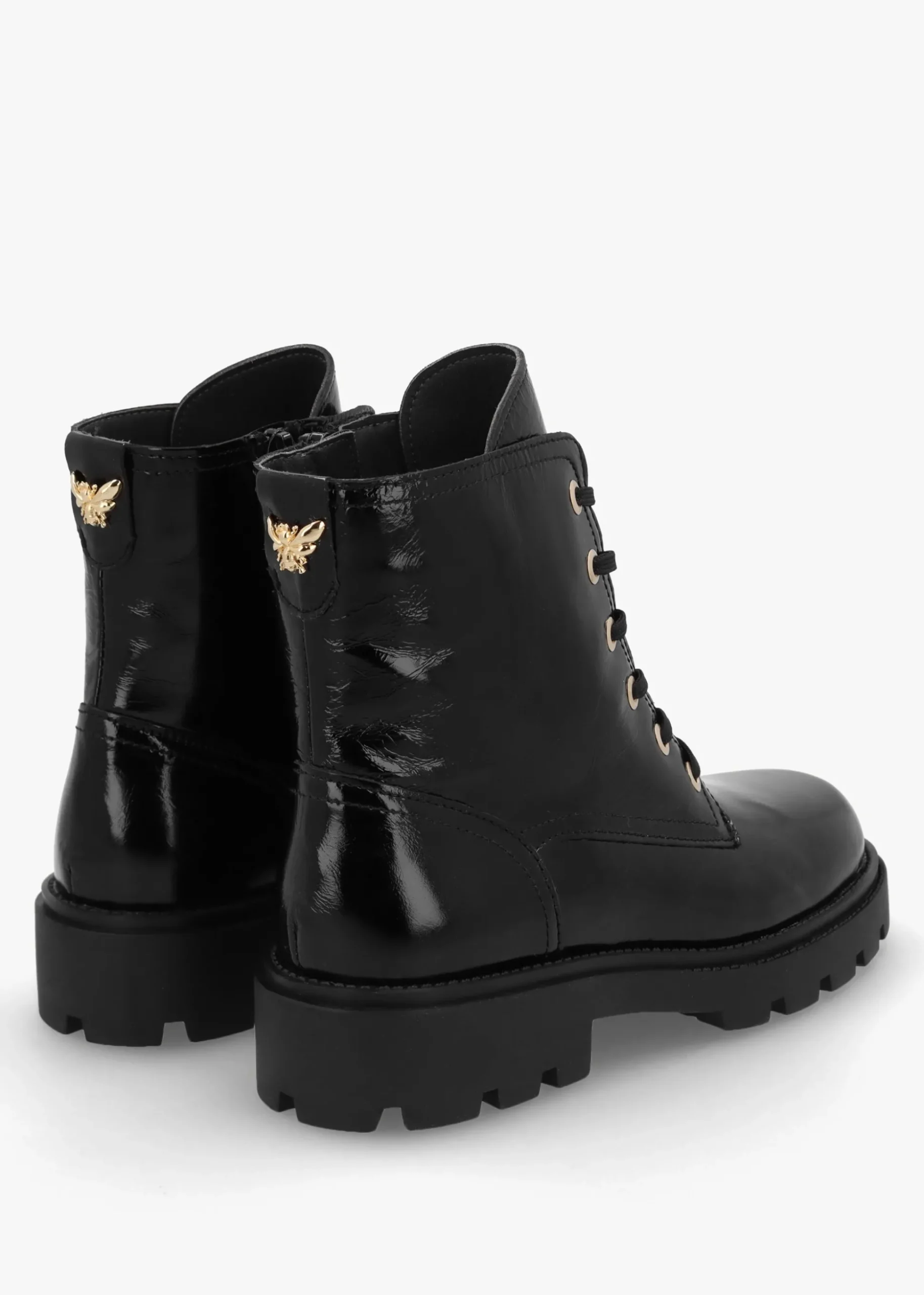 Acorn Black Patent Leather Lace Up Ankle Boots