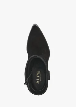 Addax Black Suede Western Ankle Boots