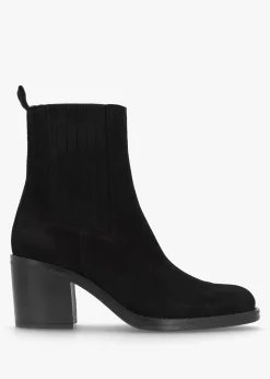 Adios Black Suede Western Chelsea Mid-Heel Boots