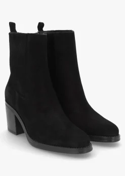 Adios Black Suede Western Chelsea Mid-Heel Boots