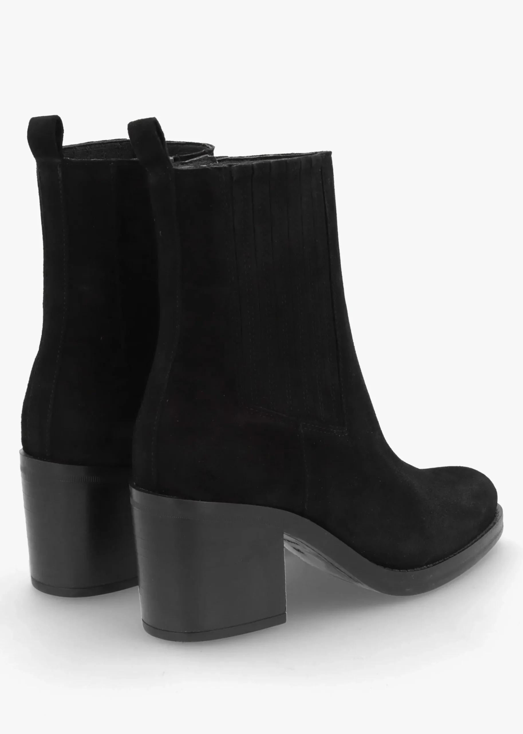 Adios Black Suede Western Chelsea Mid-Heel Boots