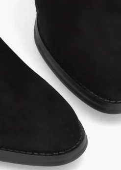 Adios Black Suede Western Chelsea Mid-Heel Boots