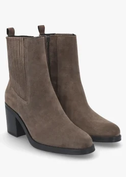 Adios Brown Suede Western Chelsea Mid-Heel Boots