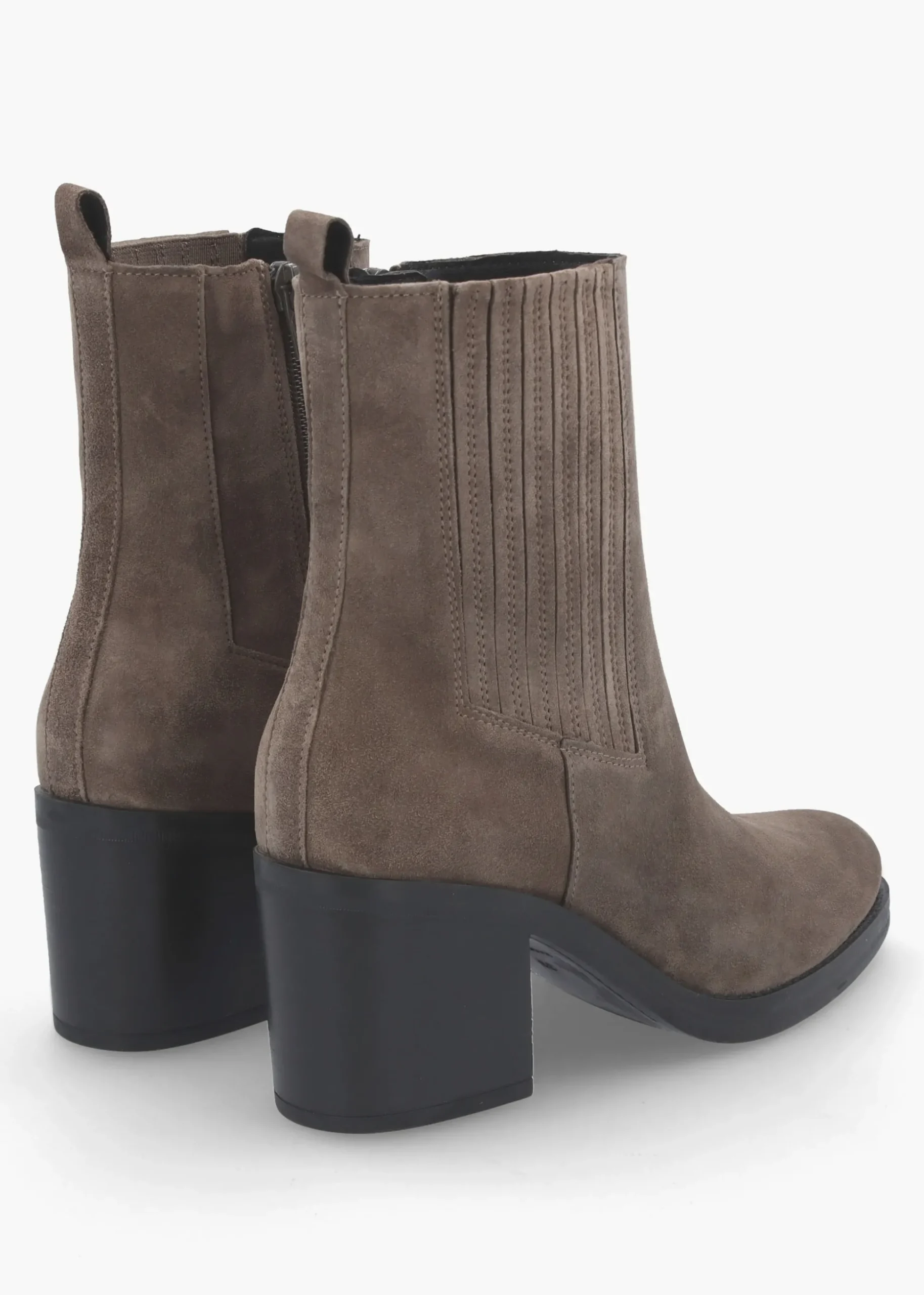 Adios Brown Suede Western Chelsea Mid-Heel Boots