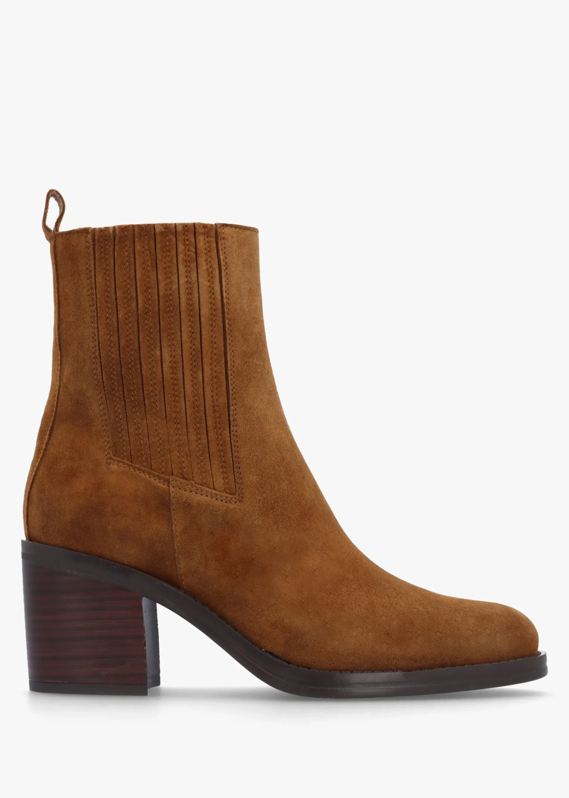 Adios Tan Suede Western Chelsea Mid-Heel Boots