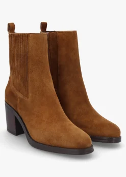 Adios Tan Suede Western Chelsea Mid-Heel Boots