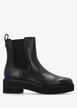 Adrianna Black Leather Chunky Chelsea Boots