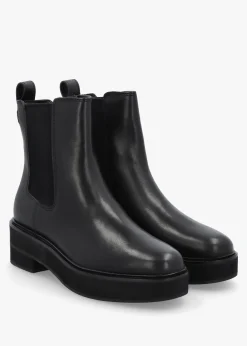 Adrianna Black Leather Chunky Chelsea Boots