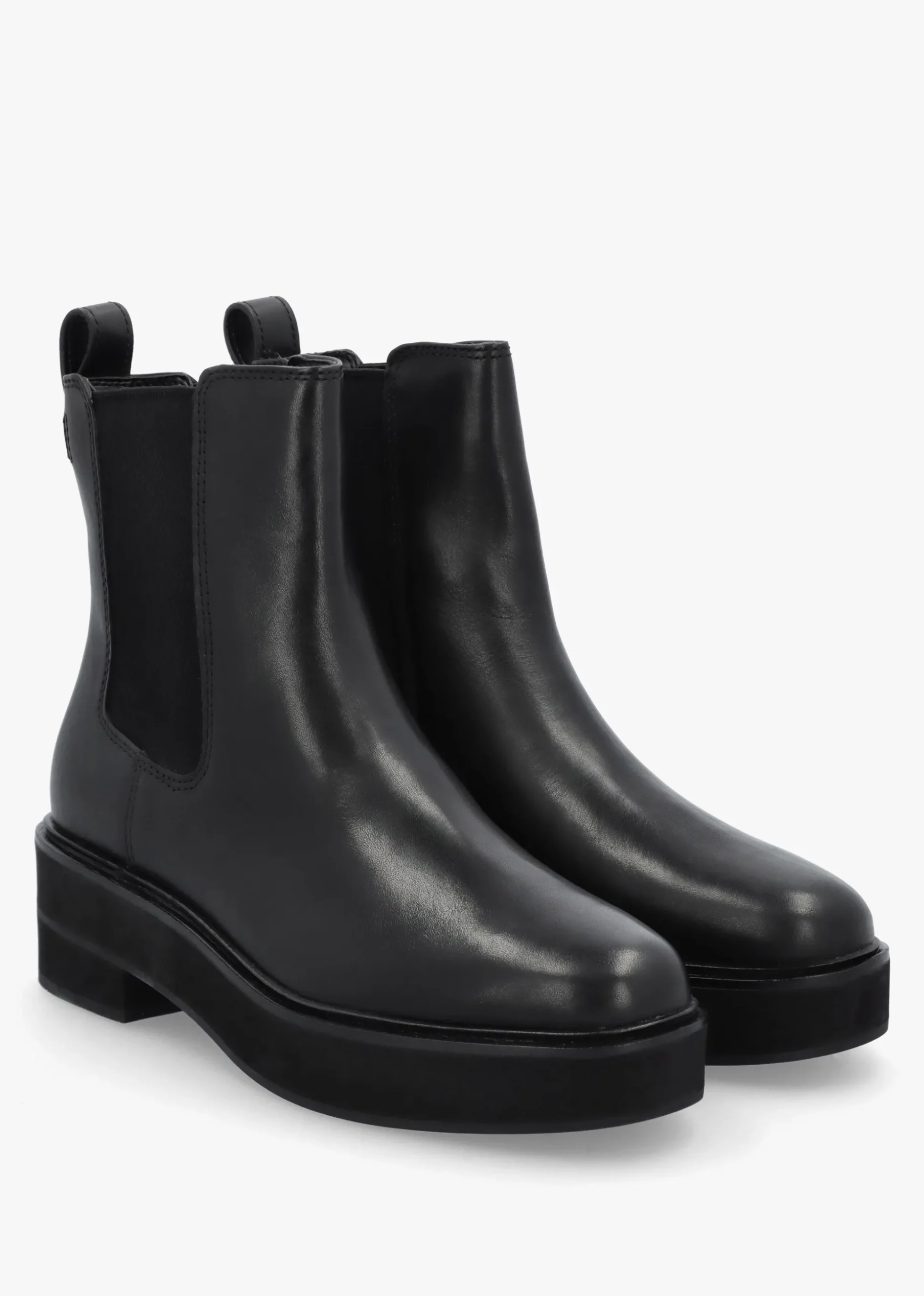 Adrianna Black Leather Chunky Chelsea Boots