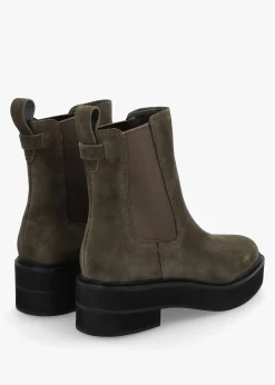 Adrianna Dark Olive Suede Chunky Chelsea Boots