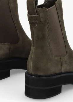 Adrianna Dark Olive Suede Chunky Chelsea Boots