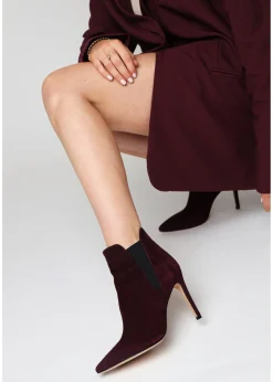Adril Burgundy Suede Ankle Boots