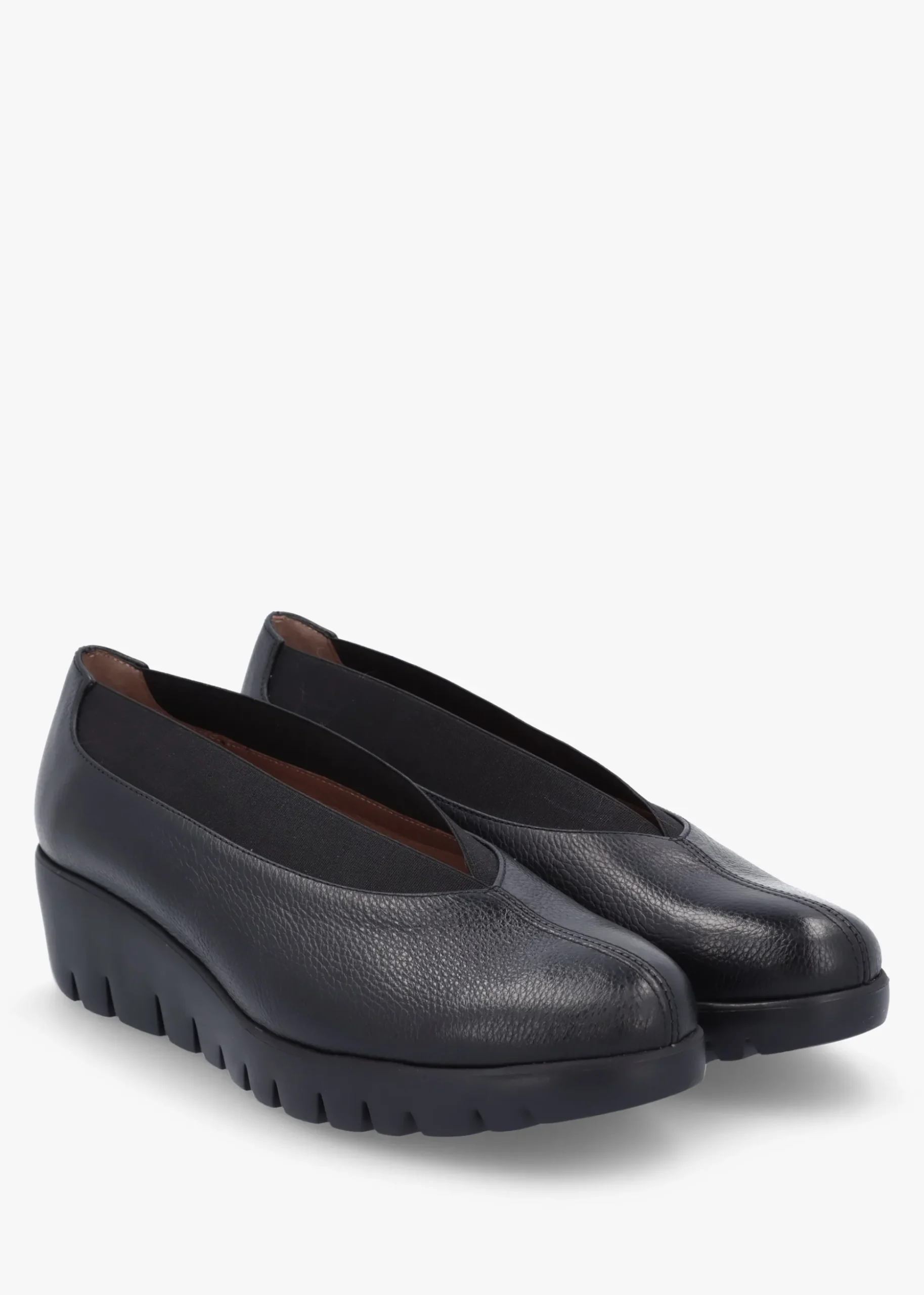 Agadir Black Leather Wedge Shoes