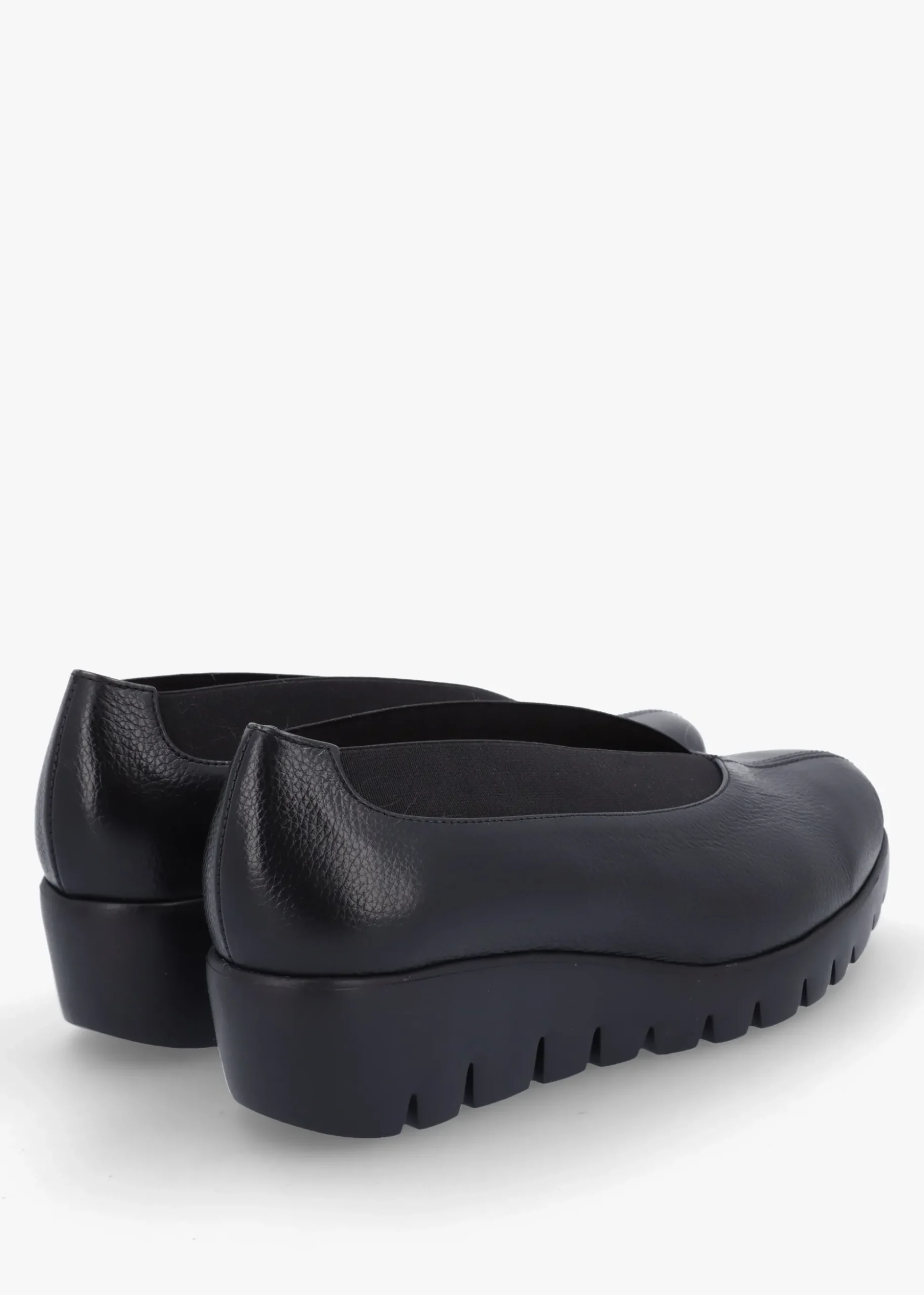 Agadir Black Leather Wedge Shoes
