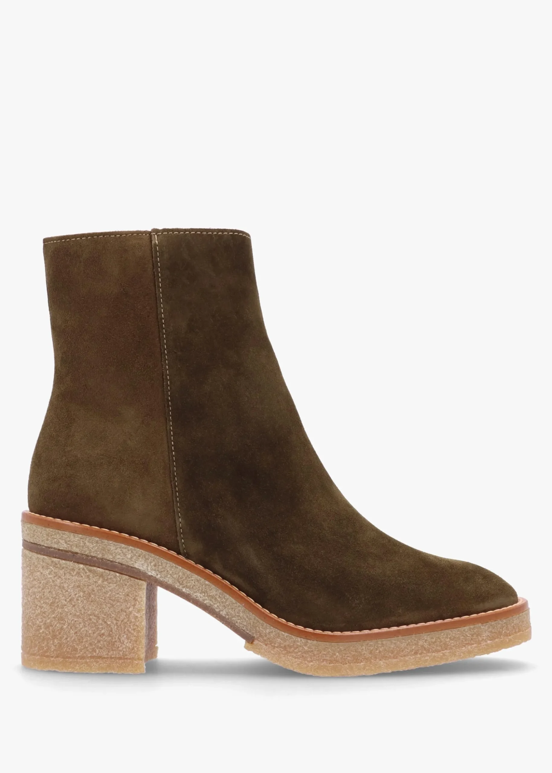 Airy Green Suede Block Heel Ankle Boots