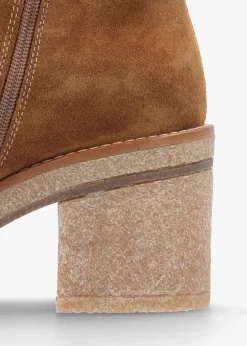 Airy Tan Suede Block Heel Ankle Boots