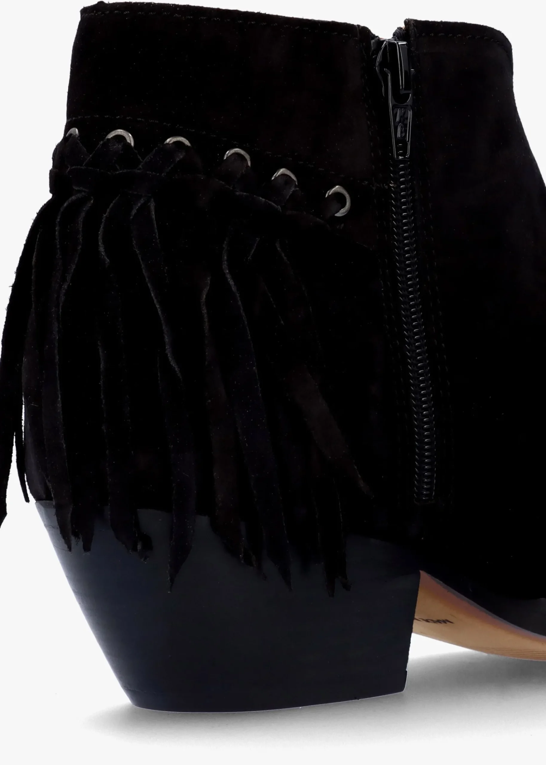 Ajax Black Suede Fringed Western Stacked Heel Ankle Boots