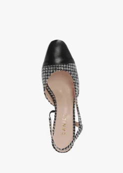 Akira Black Houndstooth Block Heel Slingbacks