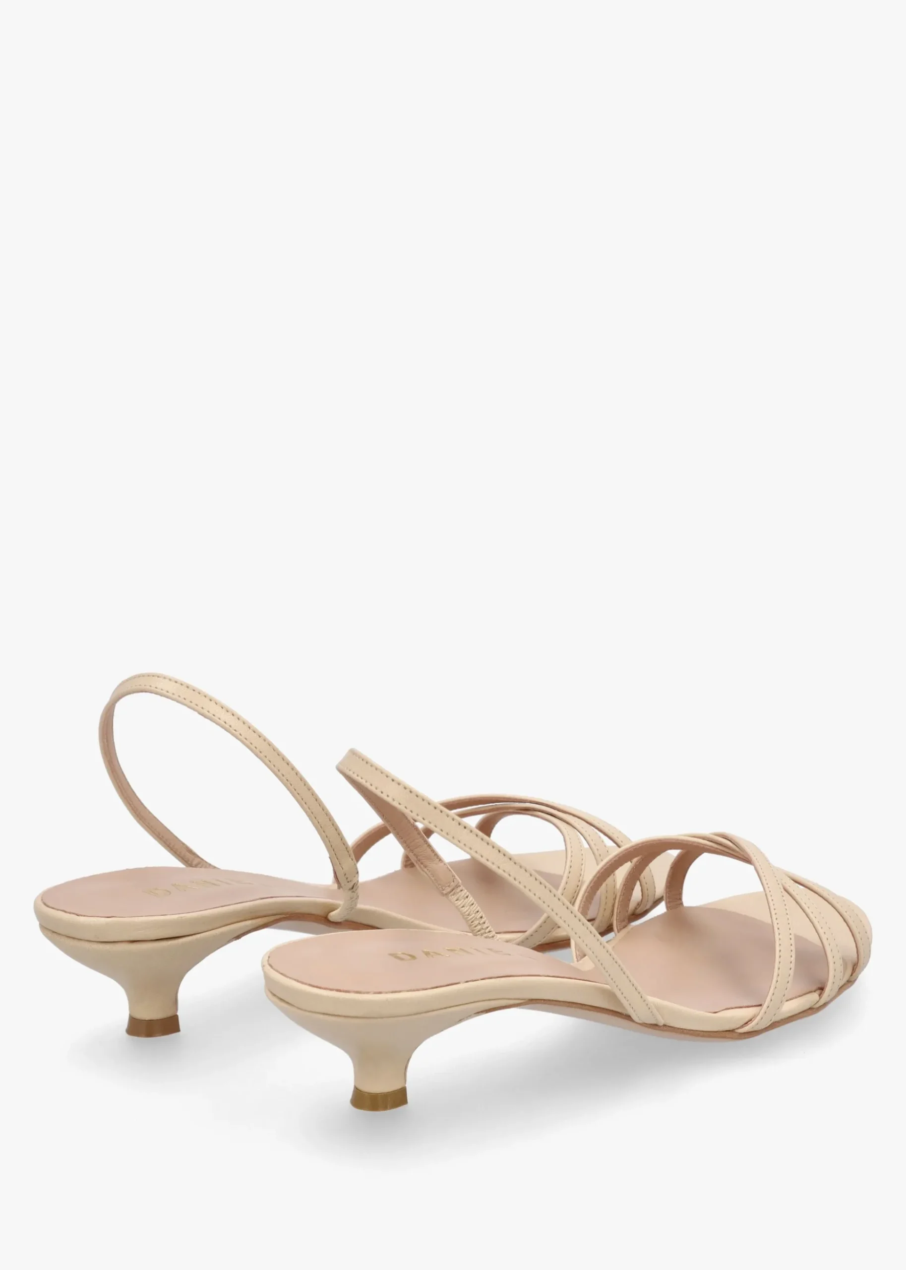 Akittie Beige Leather Kitten Heel Sandals