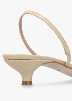 Akittie Beige Leather Kitten Heel Sandals