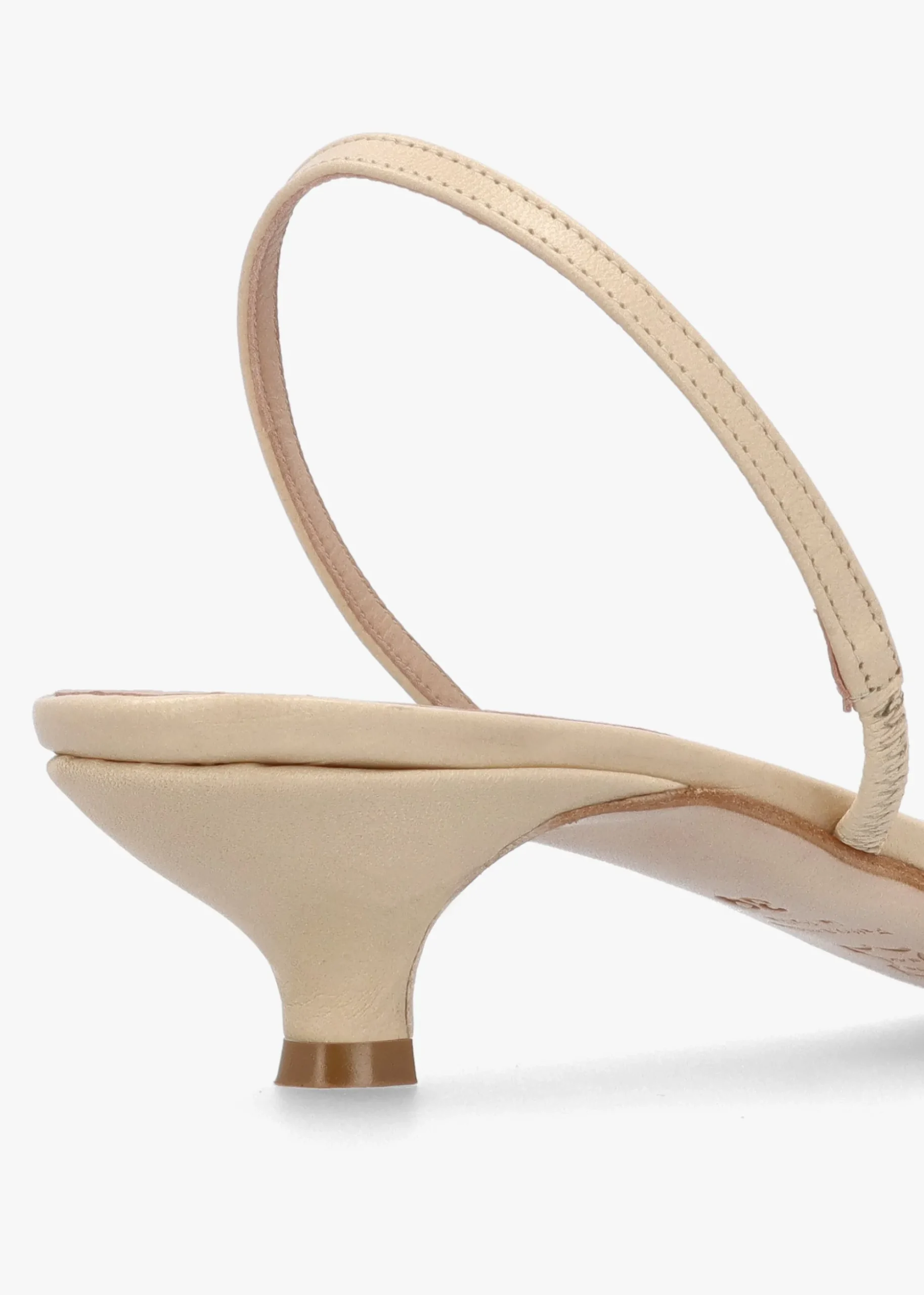 Akittie Beige Leather Kitten Heel Sandals