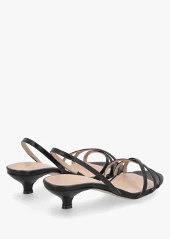 Akittie Black Leather Kitten Heel Sandals