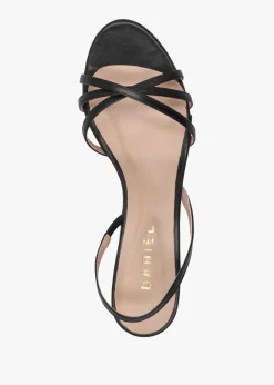 Akittie Black Leather Kitten Heel Sandals