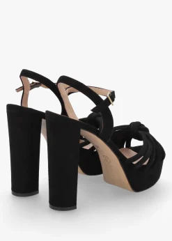 Aknot Black Suede Platform Heeled Sandals