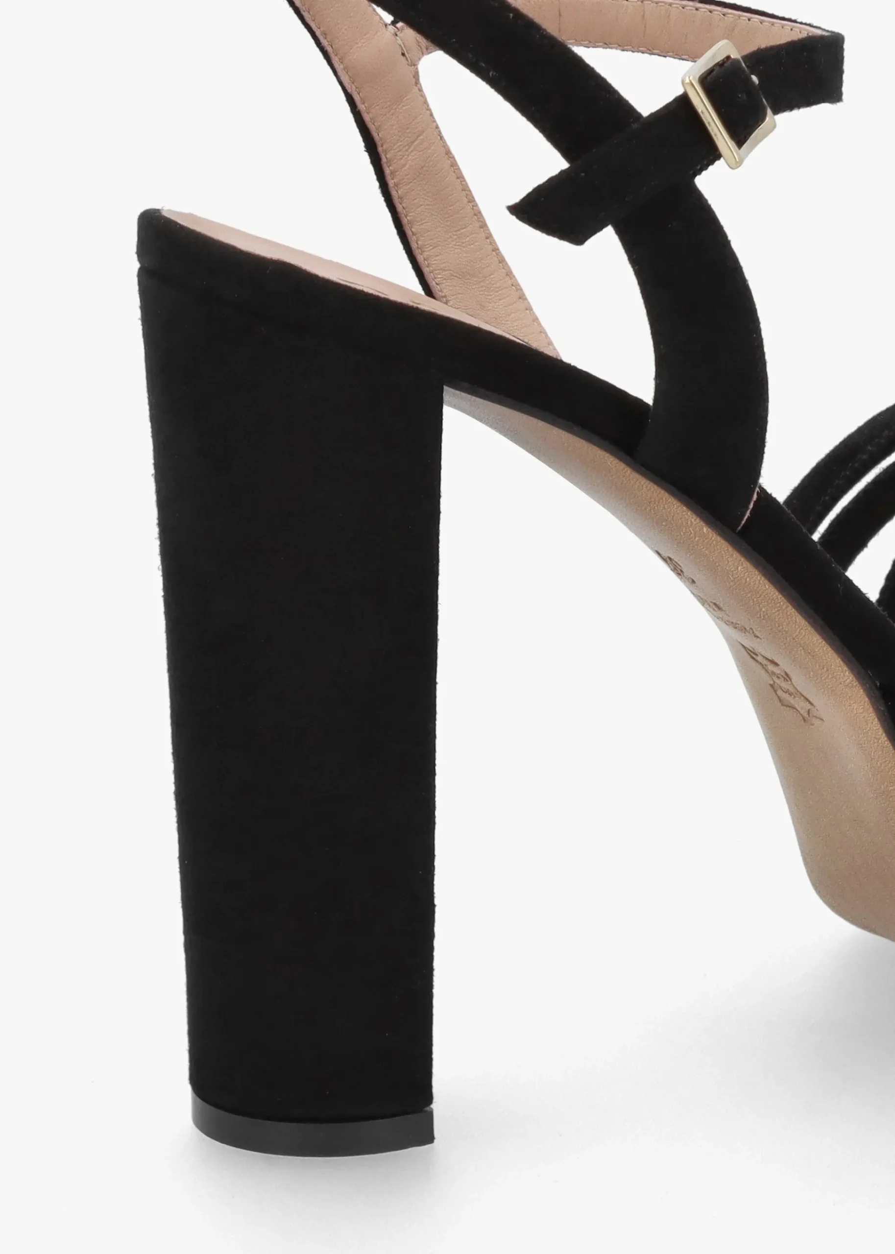 Aknot Black Suede Platform Heeled Sandals